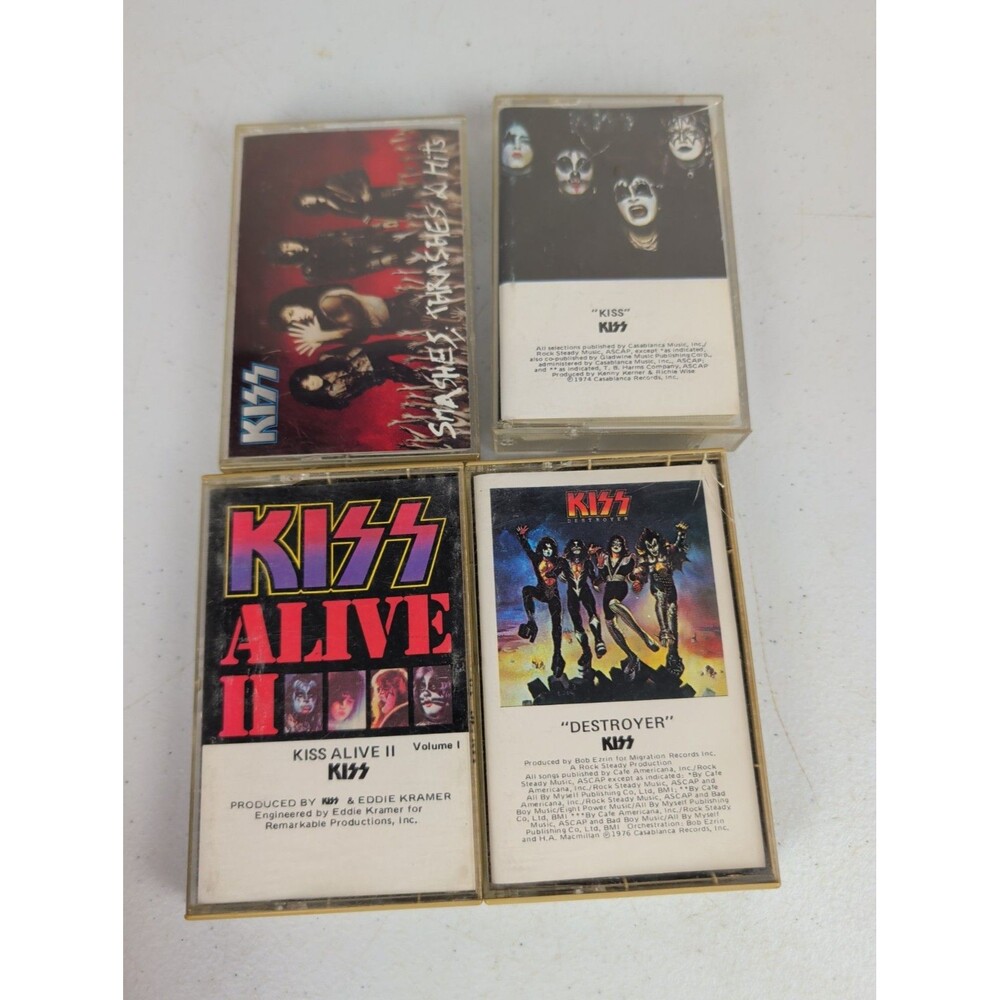 KISS CASSETTES lot of 4 Vintage 1980s Classic album original destroyer alive 2